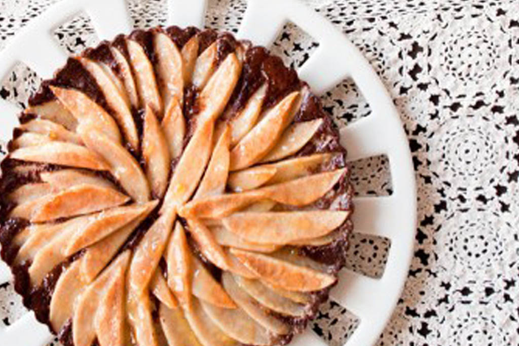 Chocolate Walnut Pear Tart