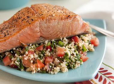 Lemon Mint Tabouli with Pan-Seared Salmon