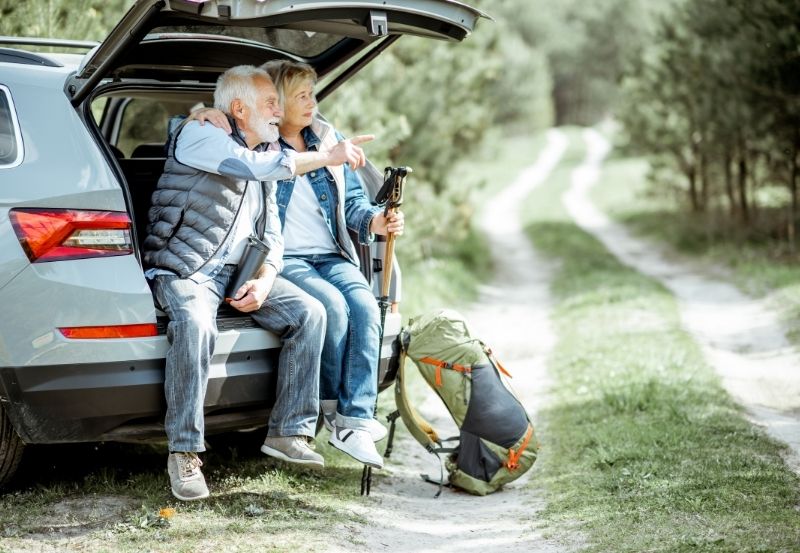 photograph of couple hiking